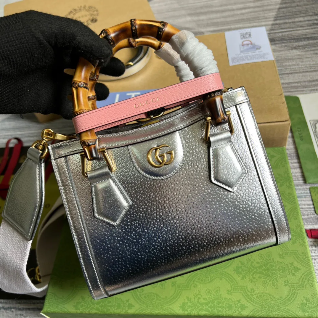 Gucci Diana Mini Tote Bag Silver - Image 5