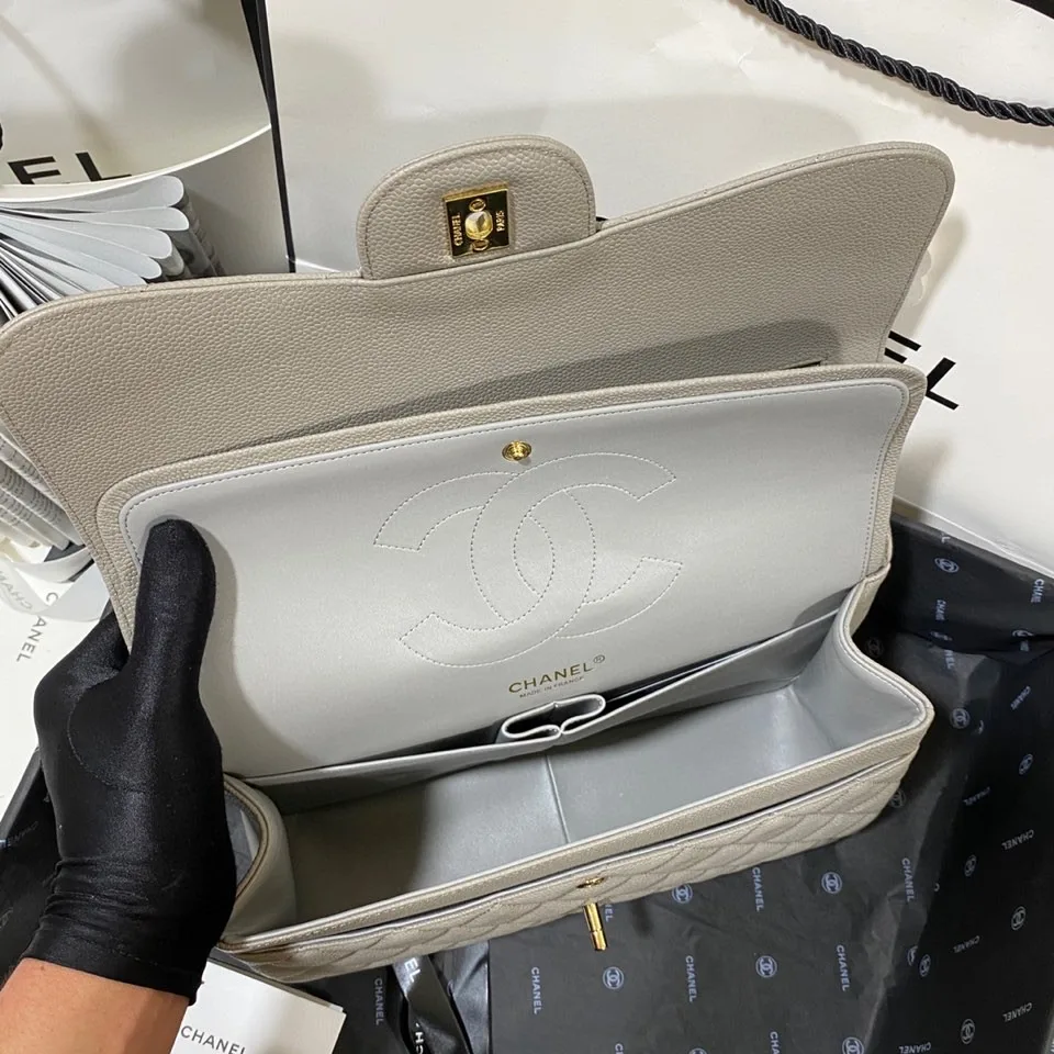 Chanel Classic Flap Bag Large Crossbody / Grey Gold Hardware - Image 8
