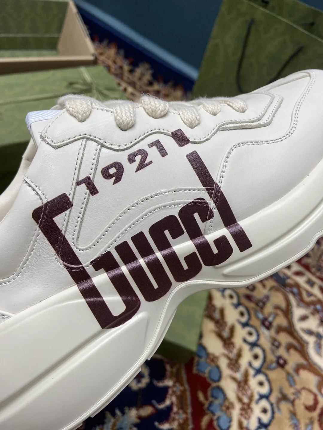 Gucci Men’s Rhyton Sneakers With Logo 1921 Gucci White Ivory - Image 6