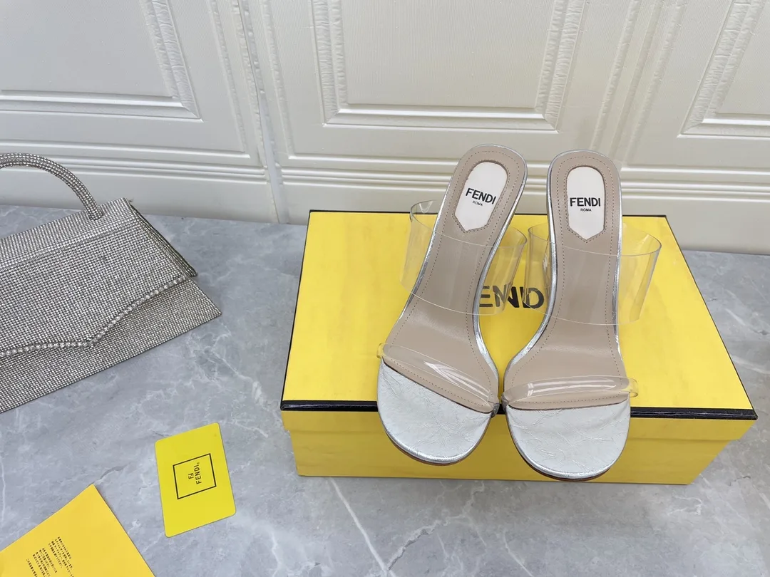 Fendi First White Transparent High-Heeled Sandals - Image 2