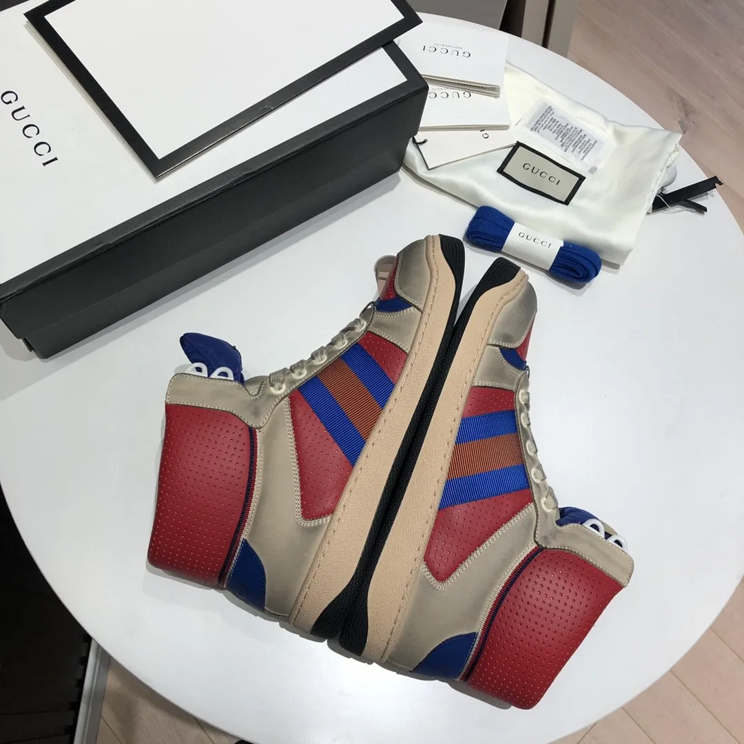 Gucci Men’s Screener High-Top White Red Blue - Image 8