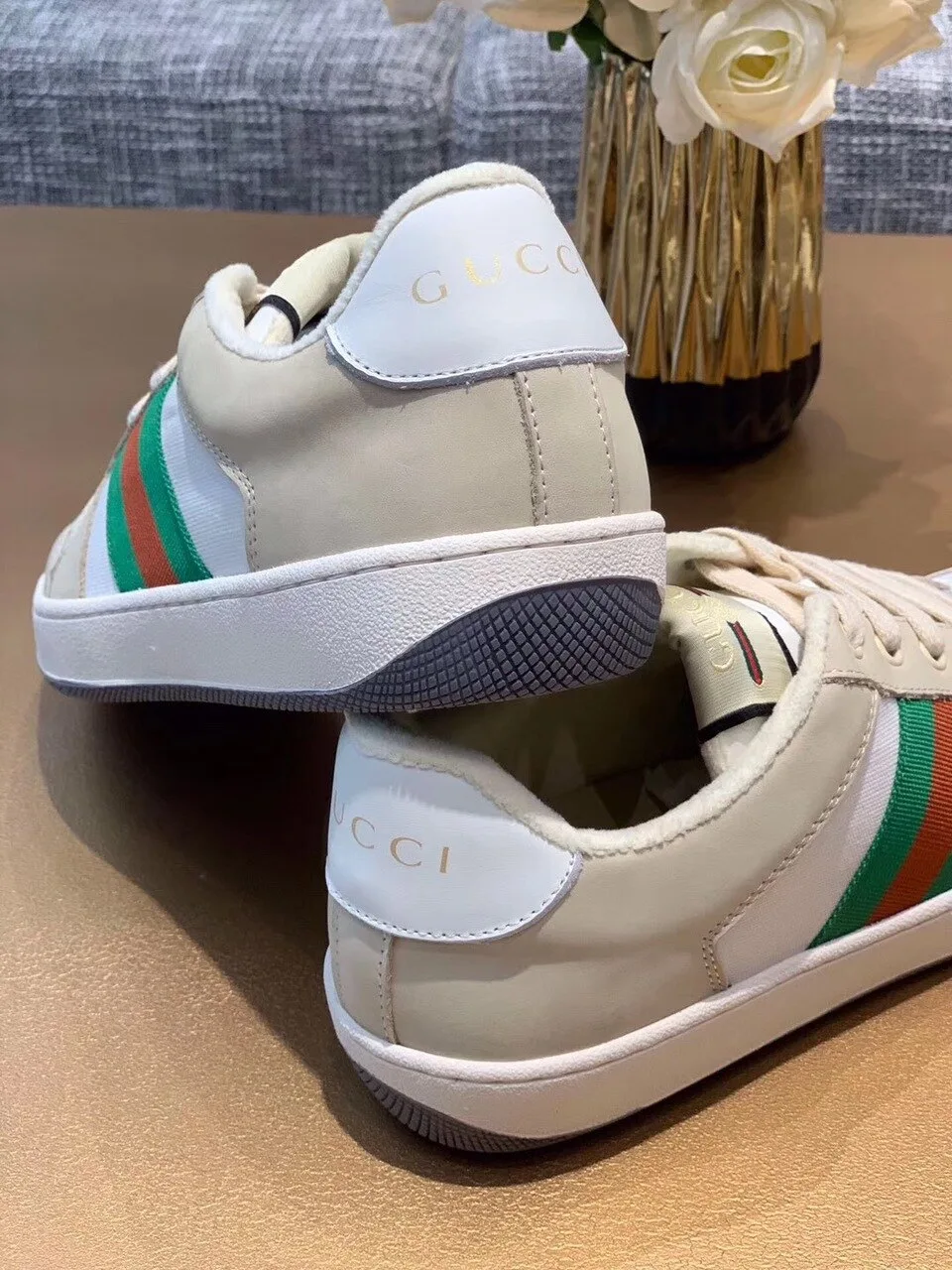 Alternative view of Gucci Women’s Screener Sneaker With Web Beige/White