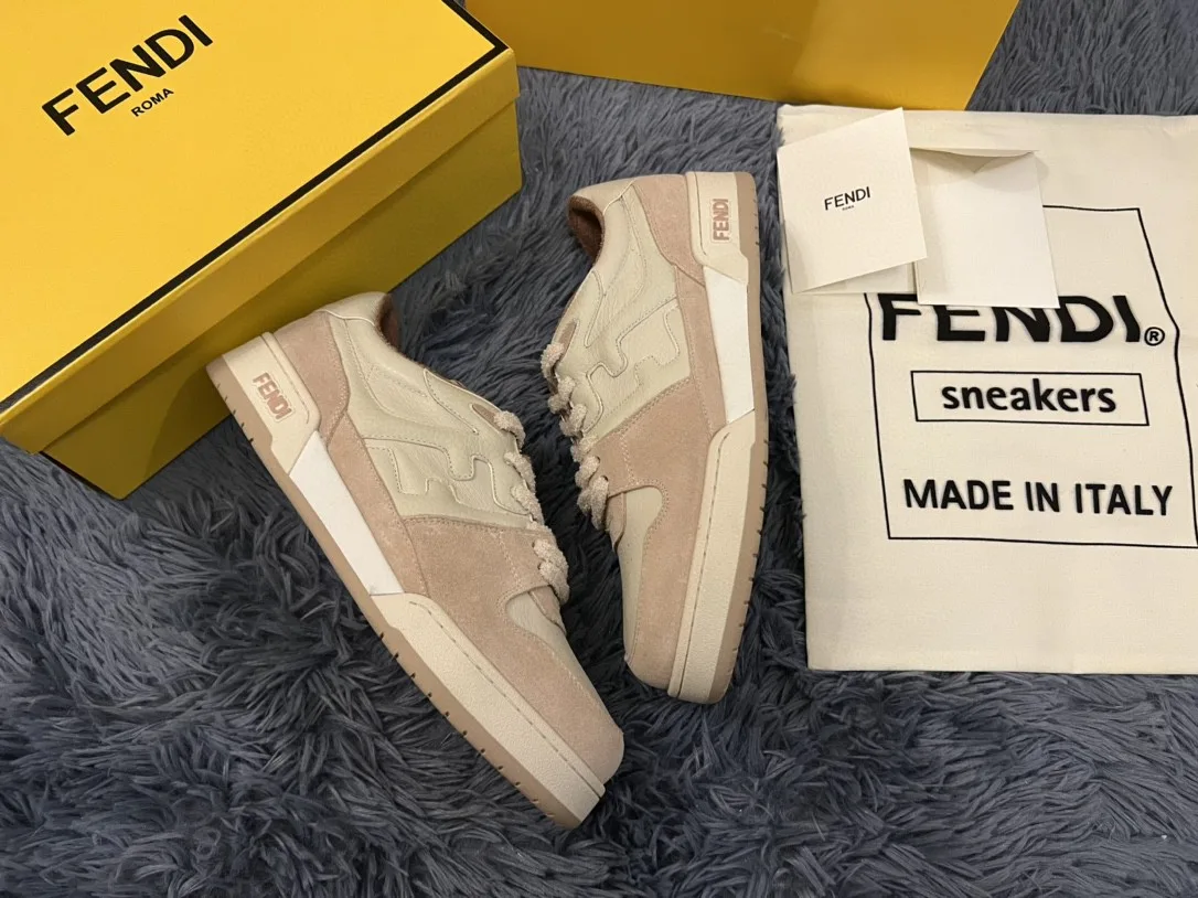 Fendi Match Low Tops Sneakers Beige/Brown 7E1493 - Image 6