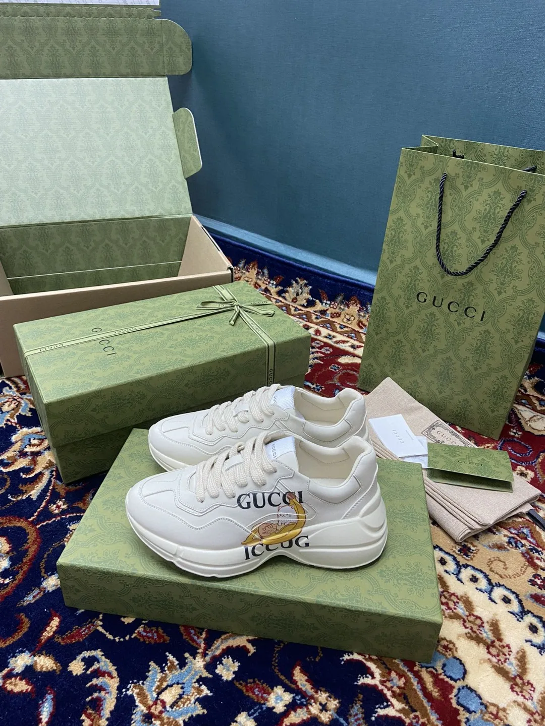 Gucci Rhyton Sneakers With Bananya White Ivory -2SH00-9522a - Image 6