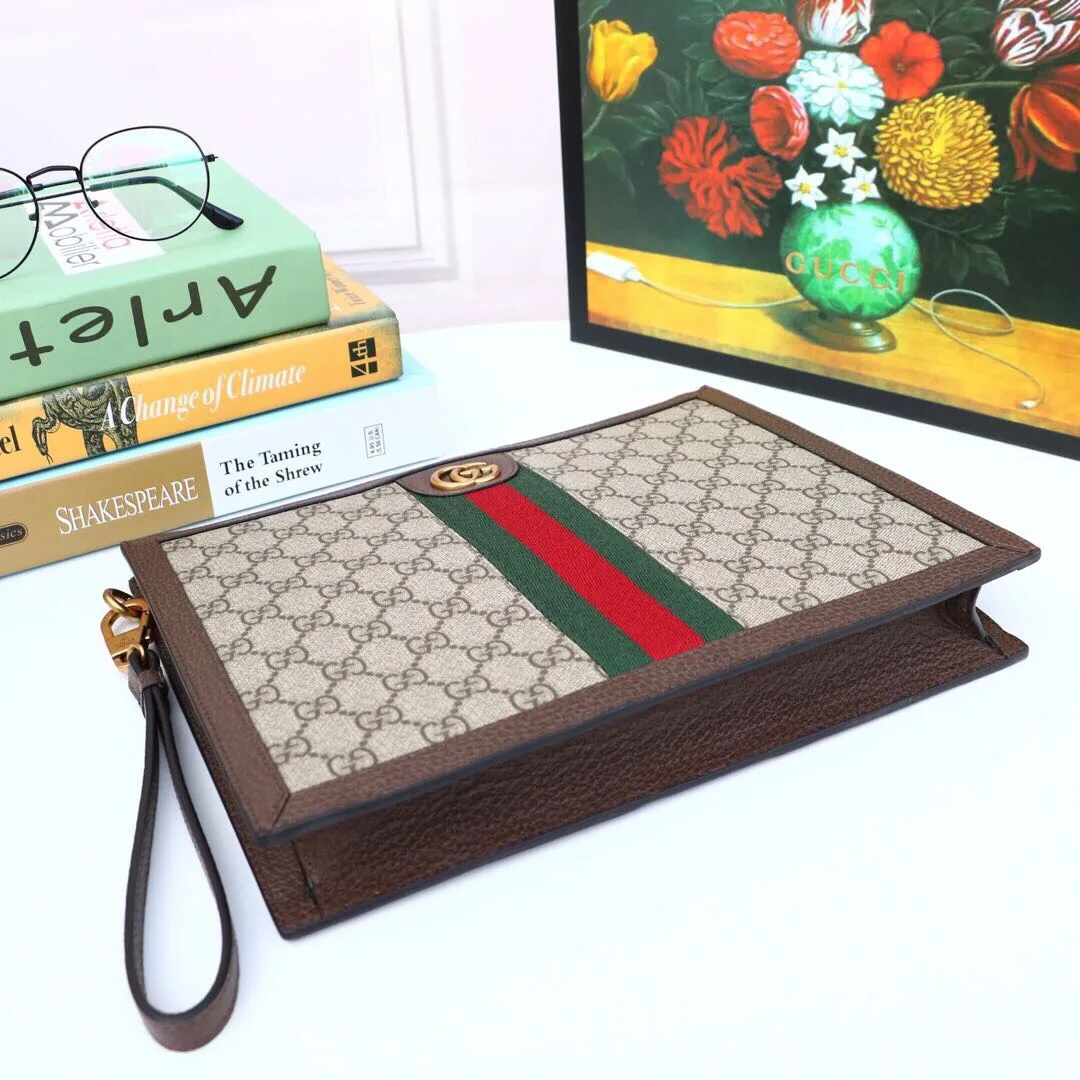 Gucci Ophidia Pouch With Web Beige And Ebony GG Supreme Canvas / - Image 7