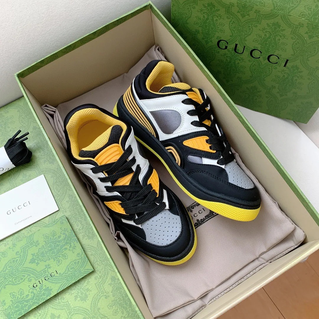 Gucci Men’s Basket Sneaker Black Yellow And White