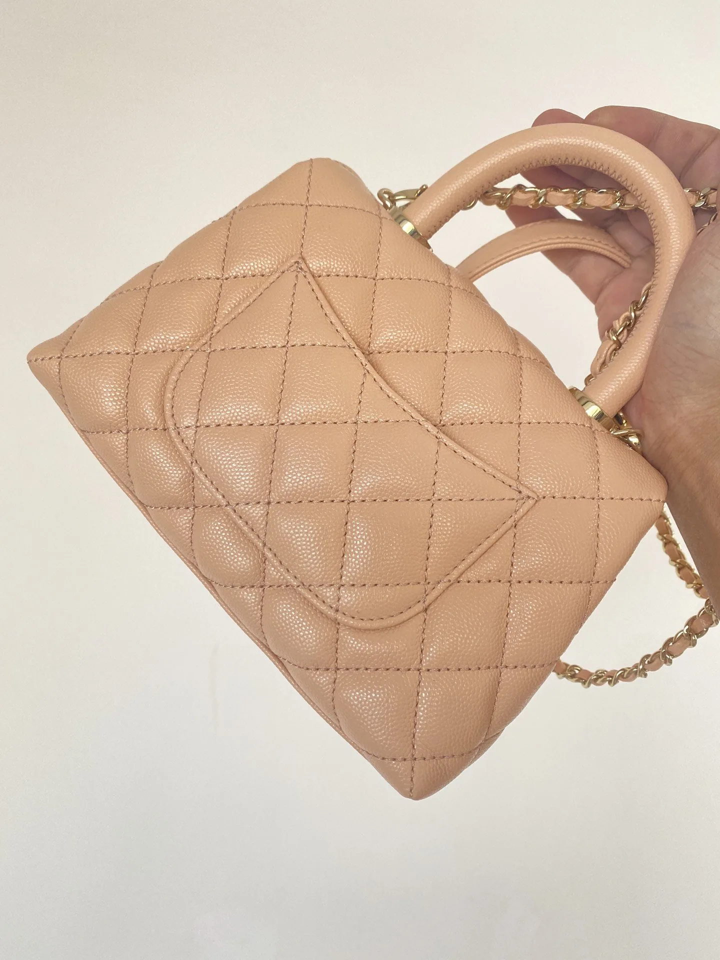 Chanel Mini Flap Bag Top Handle / Light Brown Gold Hardware - Image 7
