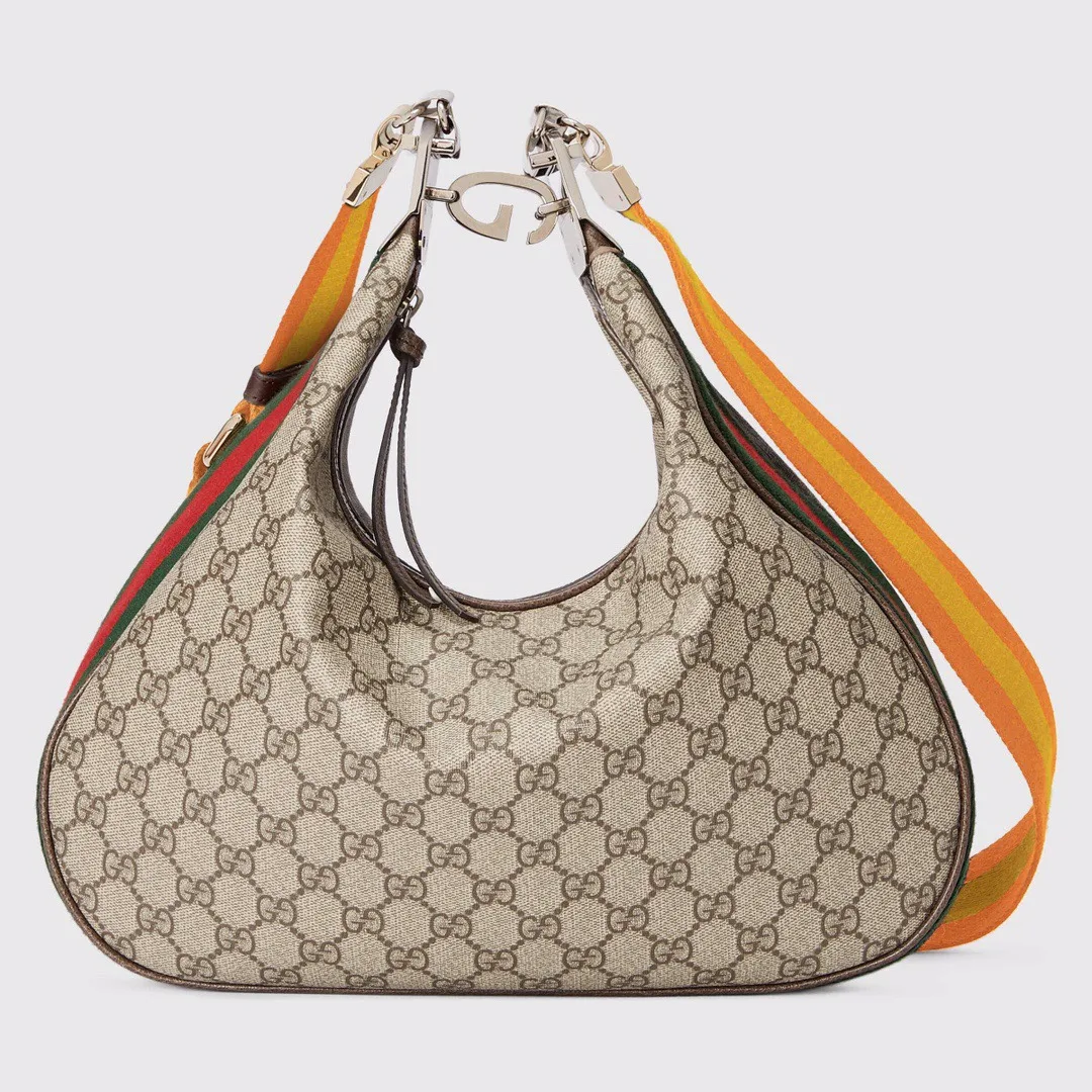 Gucci Atache Large Shoulder Bag / Beige And Multicolor - Image 4