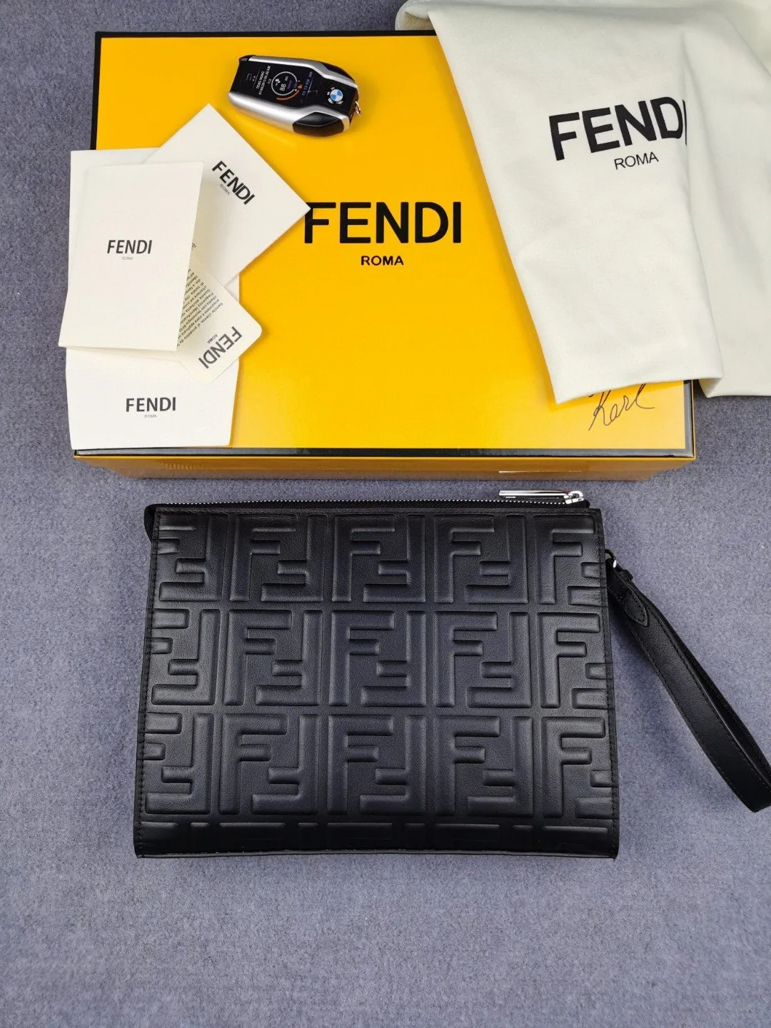 Fendi Flat Pouch Black Nappa Pouch / FF 7VA491A72VF0GXN - Image 6