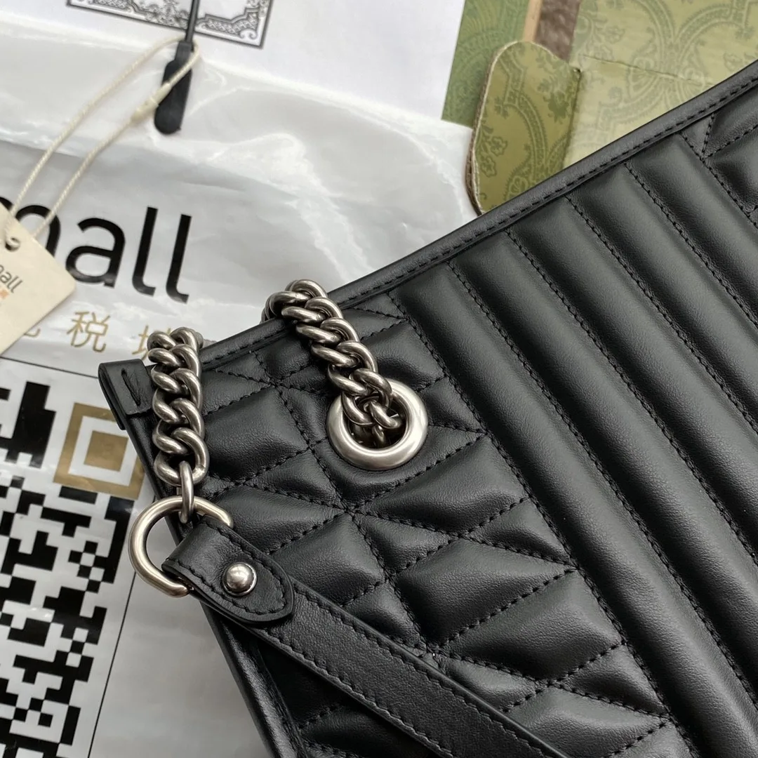 Gucci GG Marmont Small Tote Bag Black Matelasses / - Image 5