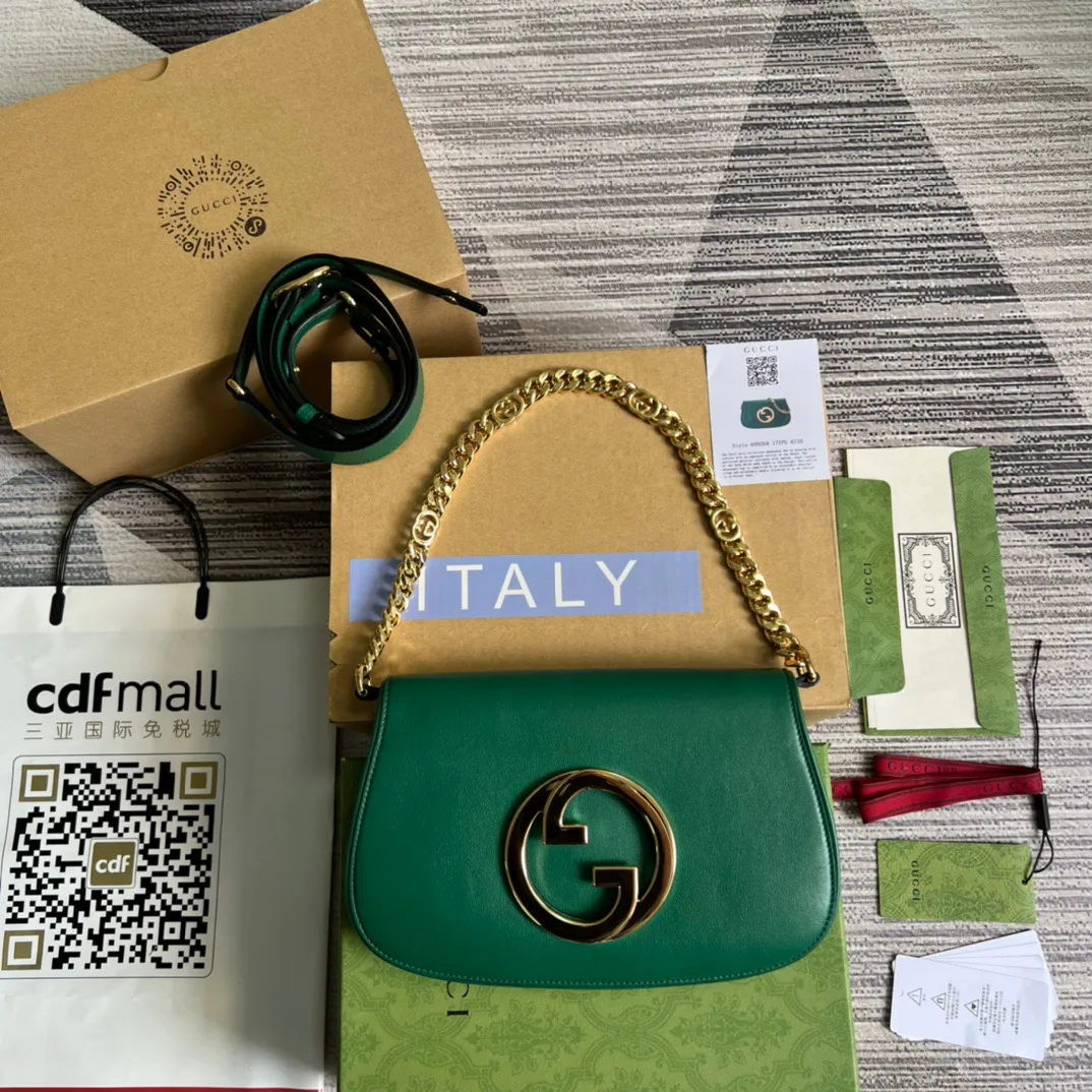 Gucci Blondie Medium Shoulder Bag / Green Gold Hardware - Image 3