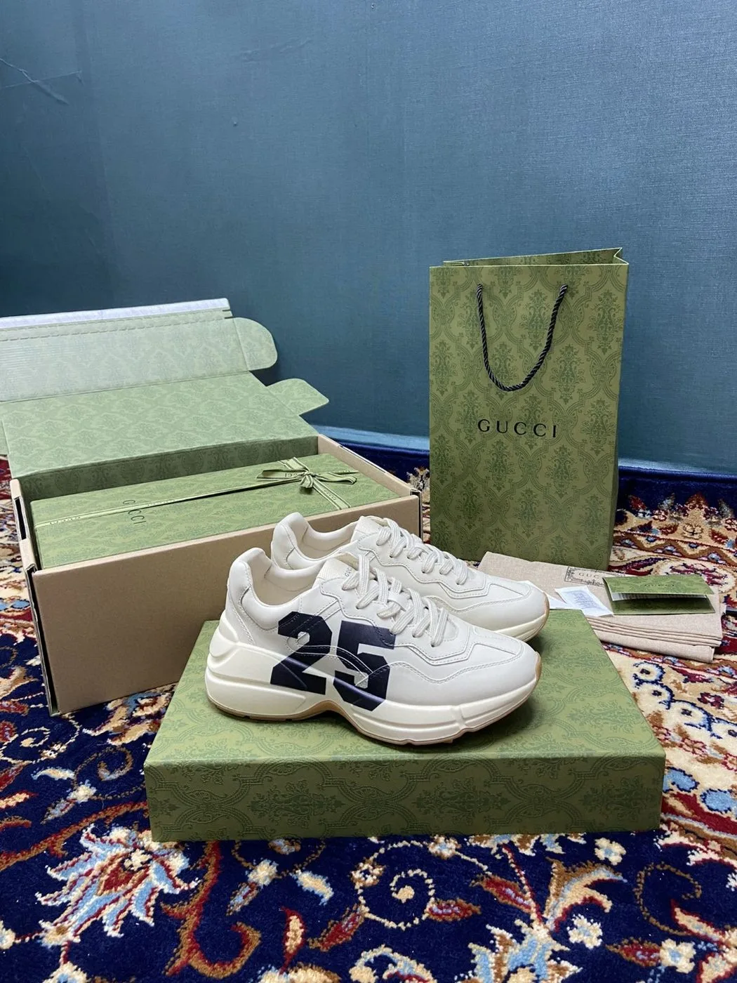 Alternative view of Gucci Men’s Rhyton Sneakers With 25 White Ivory