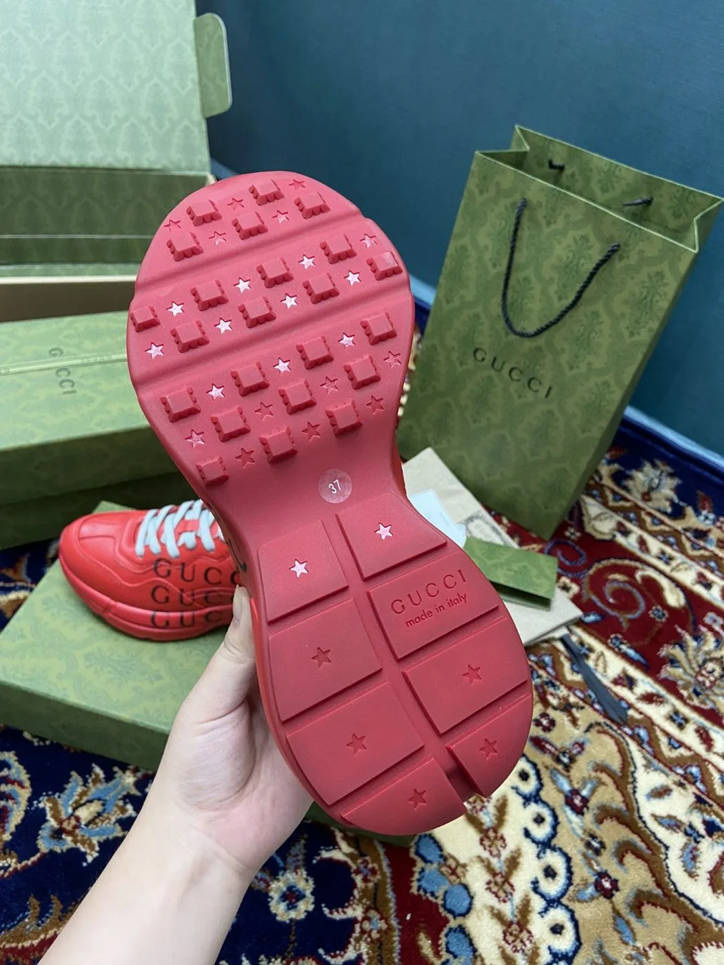 Alternative view of Gucci Men’s 100 Rhyton Sneaker Red