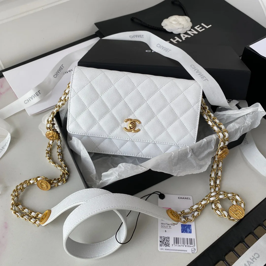 Alternative view of Chanel Small Flap Bag Gold Hardware White /
