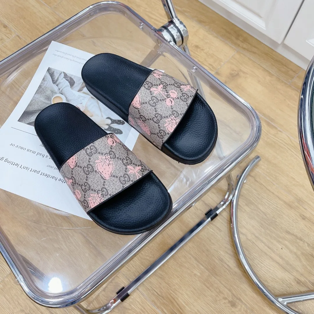 Gucci Women’s GG Slide Sandal With Strawberry And Cherry Black - Image 4