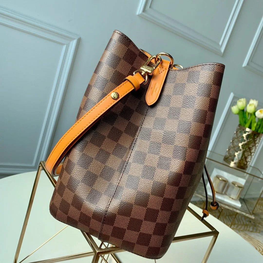 Louis Vuitton NeoNoe MM Bucket Bag Damier Ebene Canvas Safran Yellow - Image 3