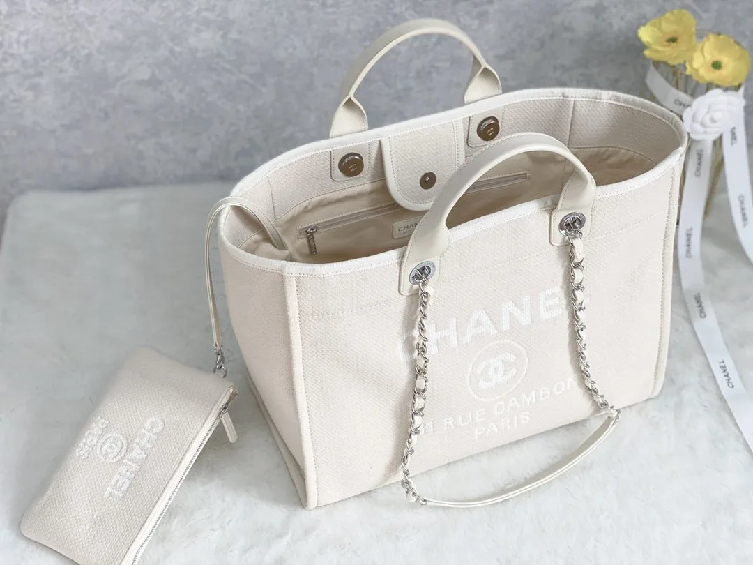 Chanel Shopping Small Tote Bag / Cream Silver Hardware - Image 8