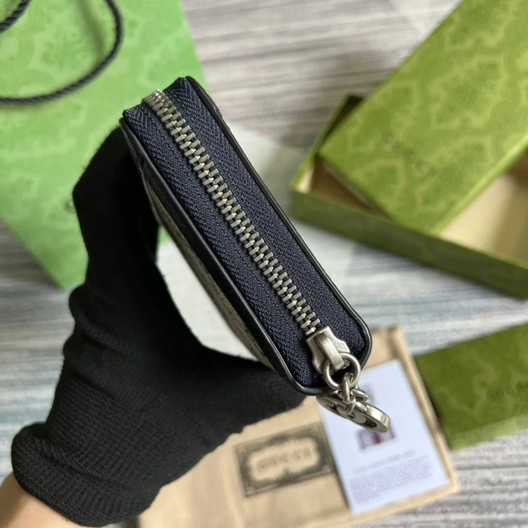 Gucci Ophidia GG Zip-Around Wallet in Beige with Red and Dark Blue Stripes and Silver Hardware , / - Image 8