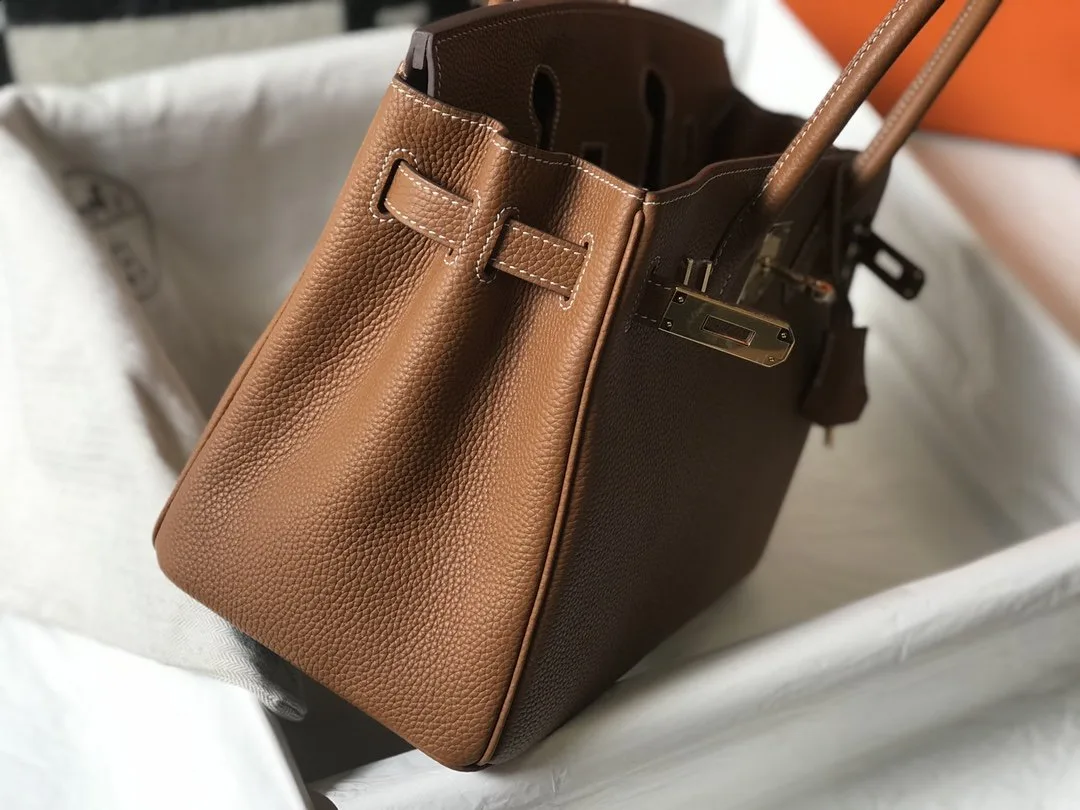 Hermes Birkin Top Handle Bag / Brown Togo Gold Hardware Bag - Image 10