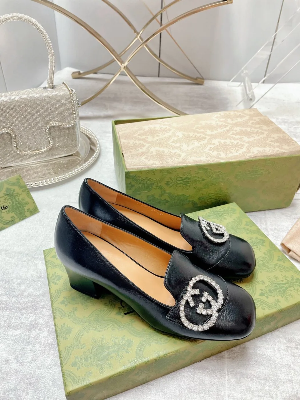Gucci Women’s Mid-Heel Pump With GG Logo Black - Image 4