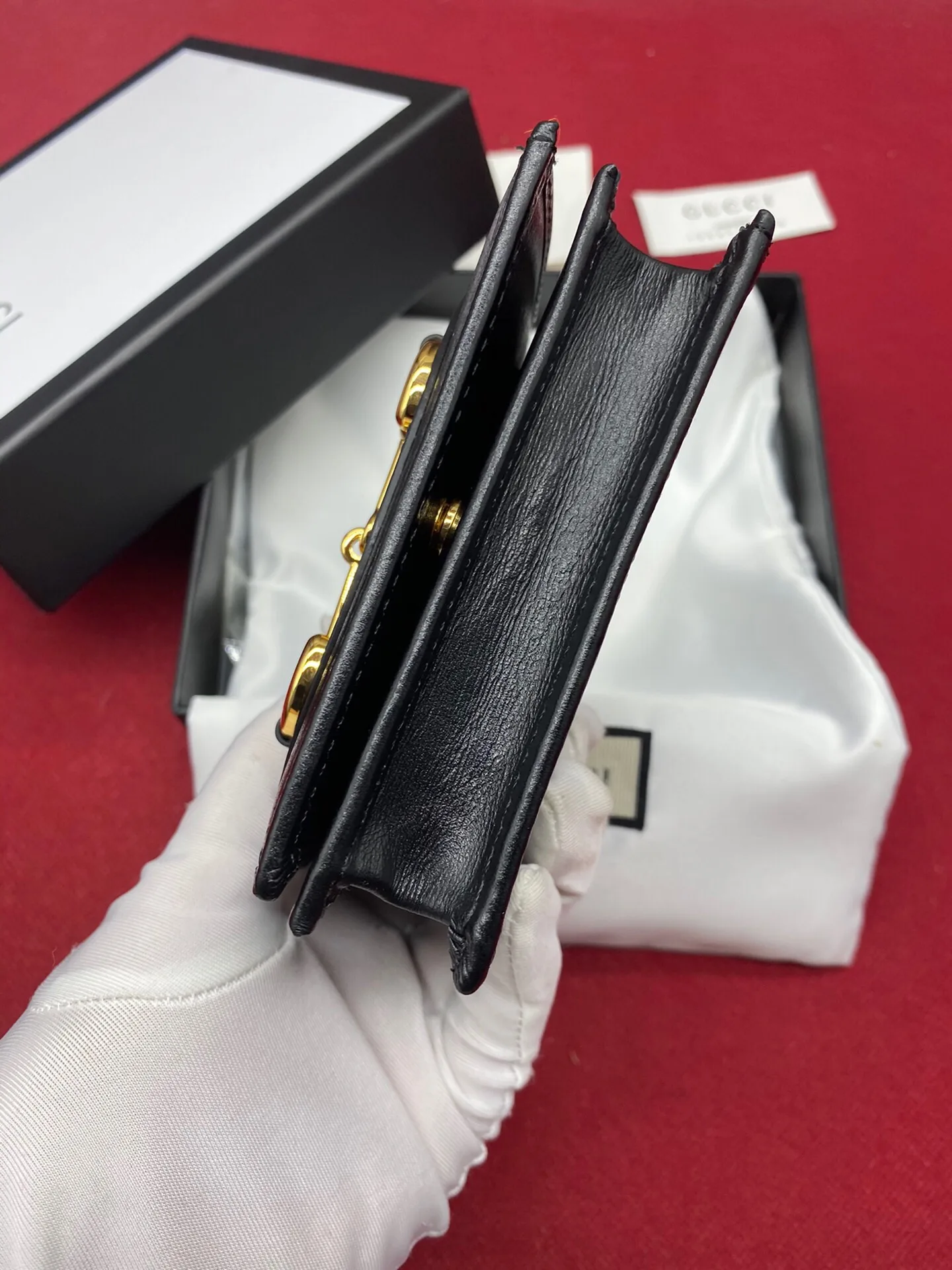 Gucci Horsebit 1955 Card Case Wallet Black Womens Wallet / GG - Image 6