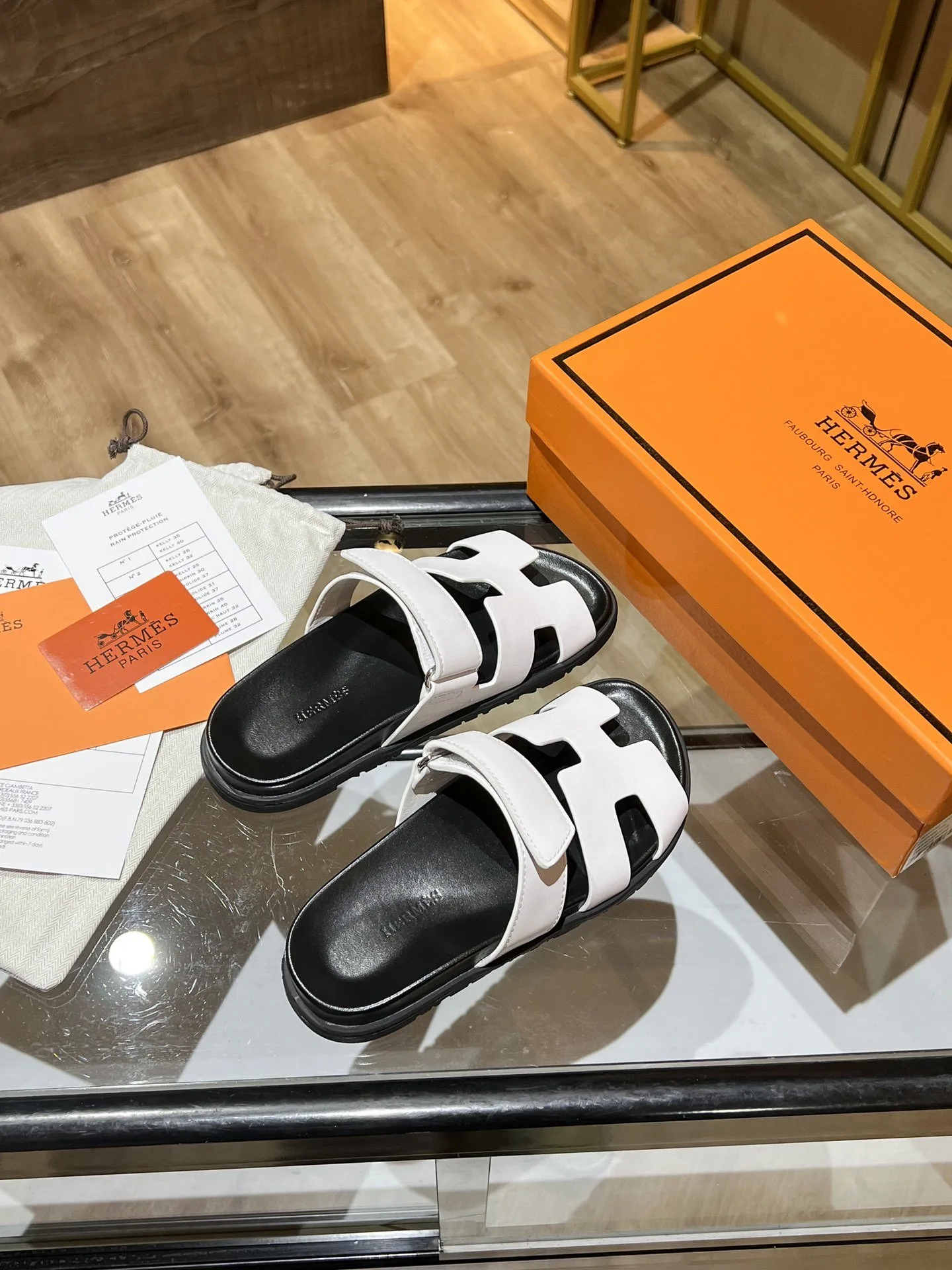 Hermes Chypre Sandal Black/White , Womens Shoes - Image 7