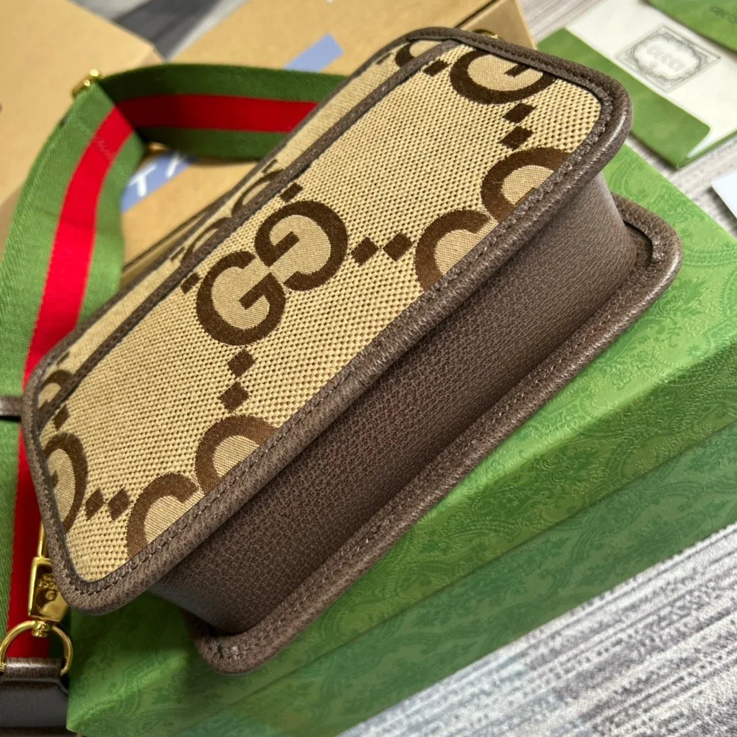 Gucci Jumbo GG Mini Bag Camel And Ebony Jumbo GG Canvas / - Image 5