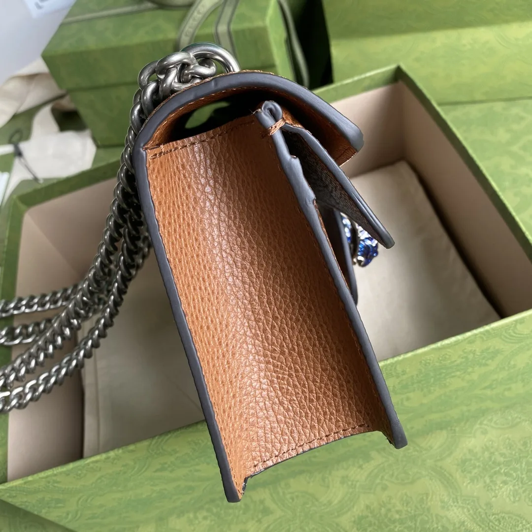 Gucci Dionysus Small Shoulder Bag / Dark Blue/ Ivory Eco Washed Organic GG Jacquard Denim Antique Silver Hardware - Image 7