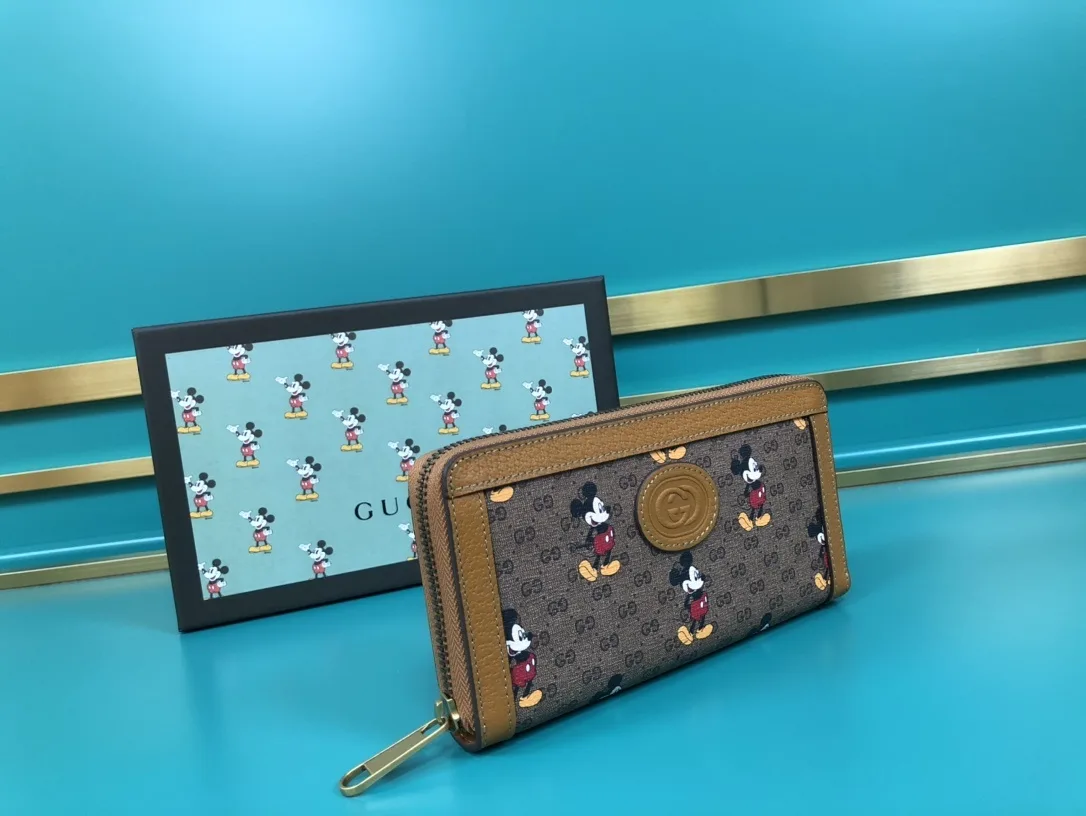 Gucci x Disney Mickey Light Brown Light Brown Zip Around Wallet - Image 5
