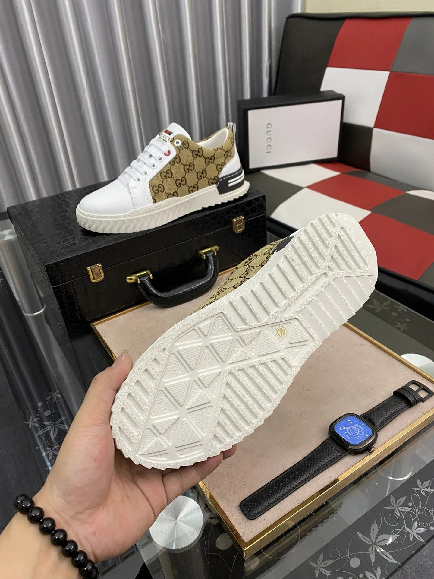 Gucci Men’s GG Ace Sneaker Yellow And White - Image 5