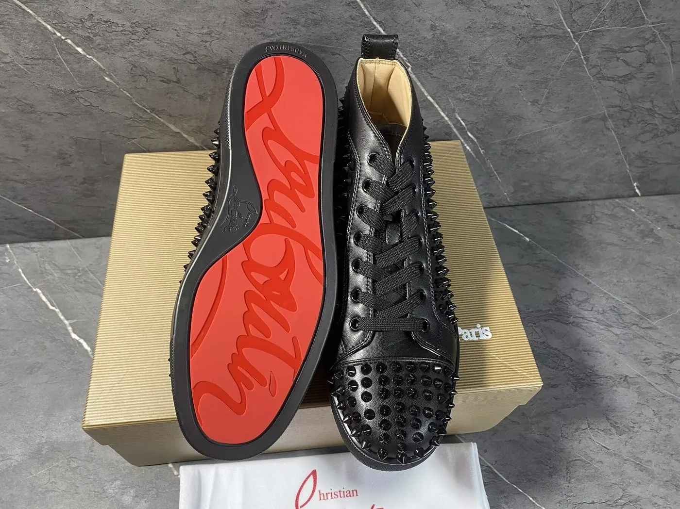 Alternative view of Christian Louboutin Louis Spikes Sneakers Black