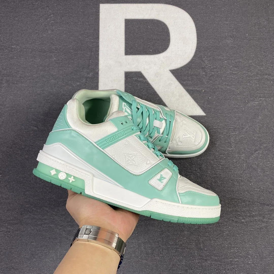 Louis Vuitton Trainer Sneaker Rubber Monogram Mint Virgil Abloh - Image 9