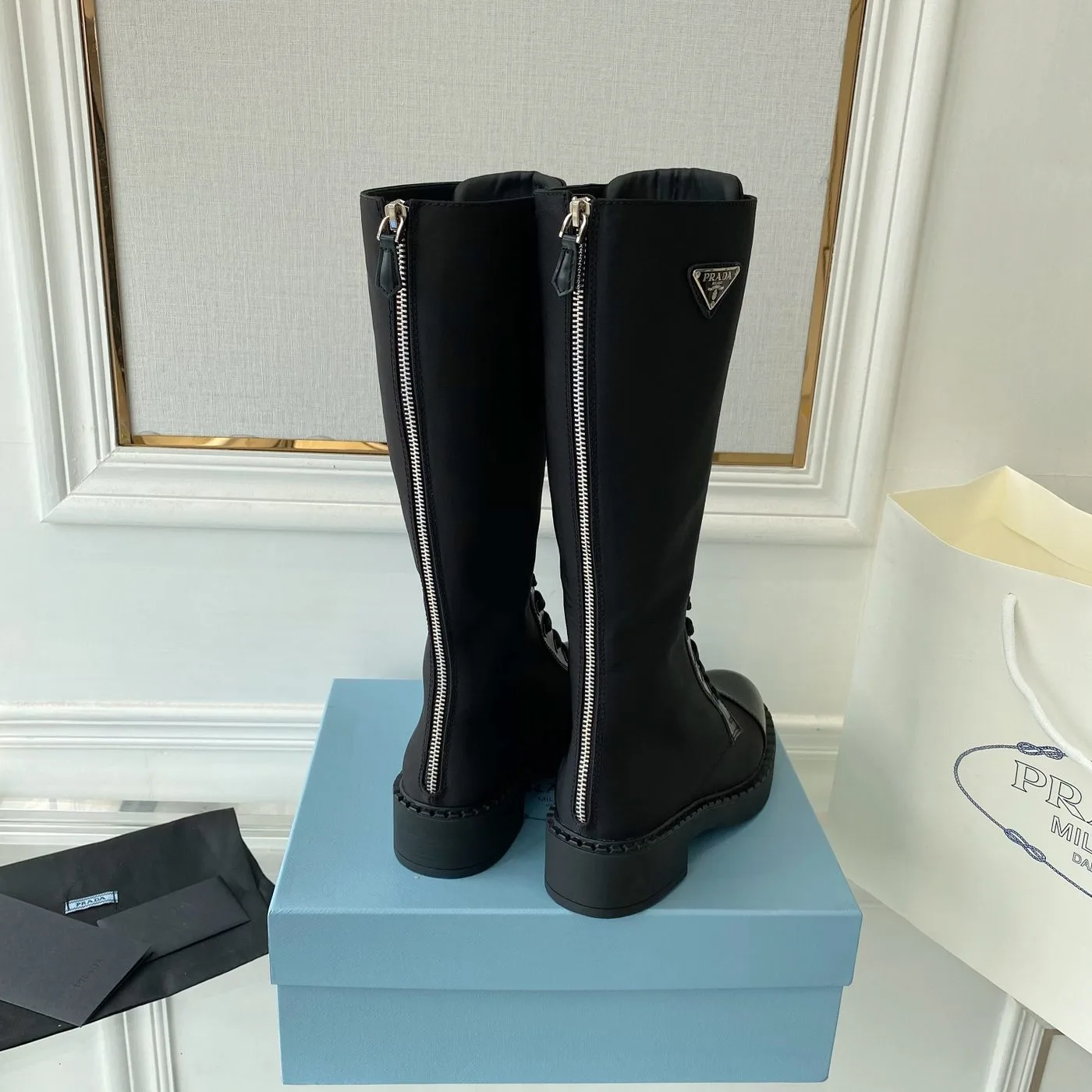 Prada Brushed And Re-Nylon Boots Black - Image 4