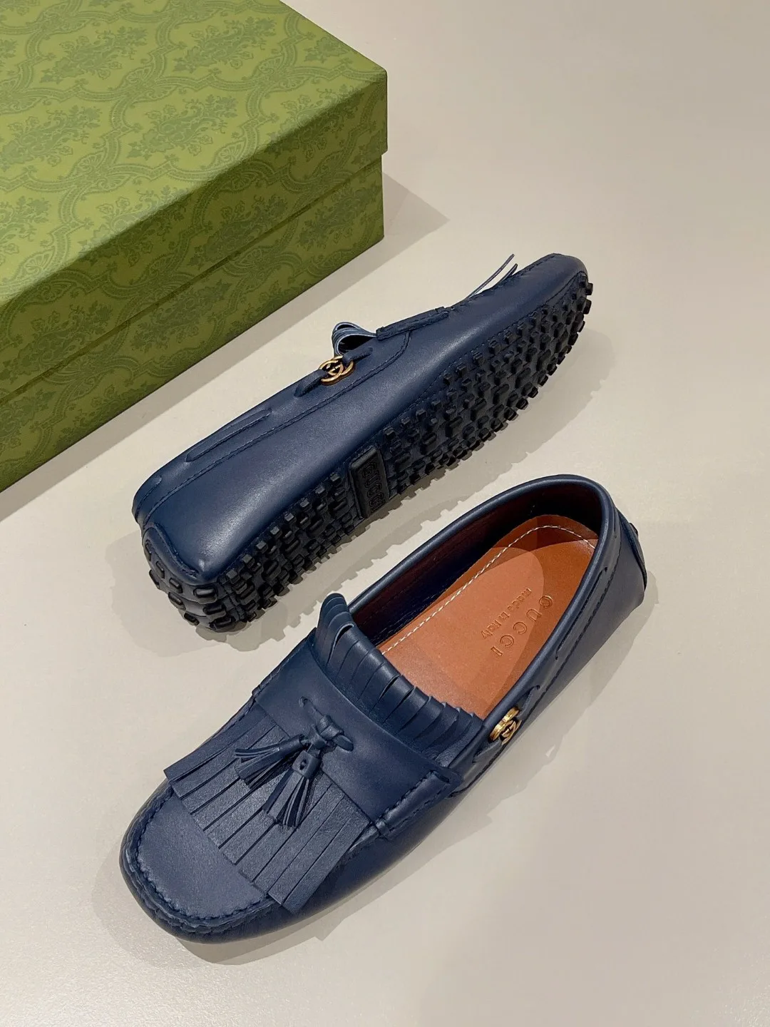 Gucci Men’s Loafer With Driver Interlocking G Blue - Image 7