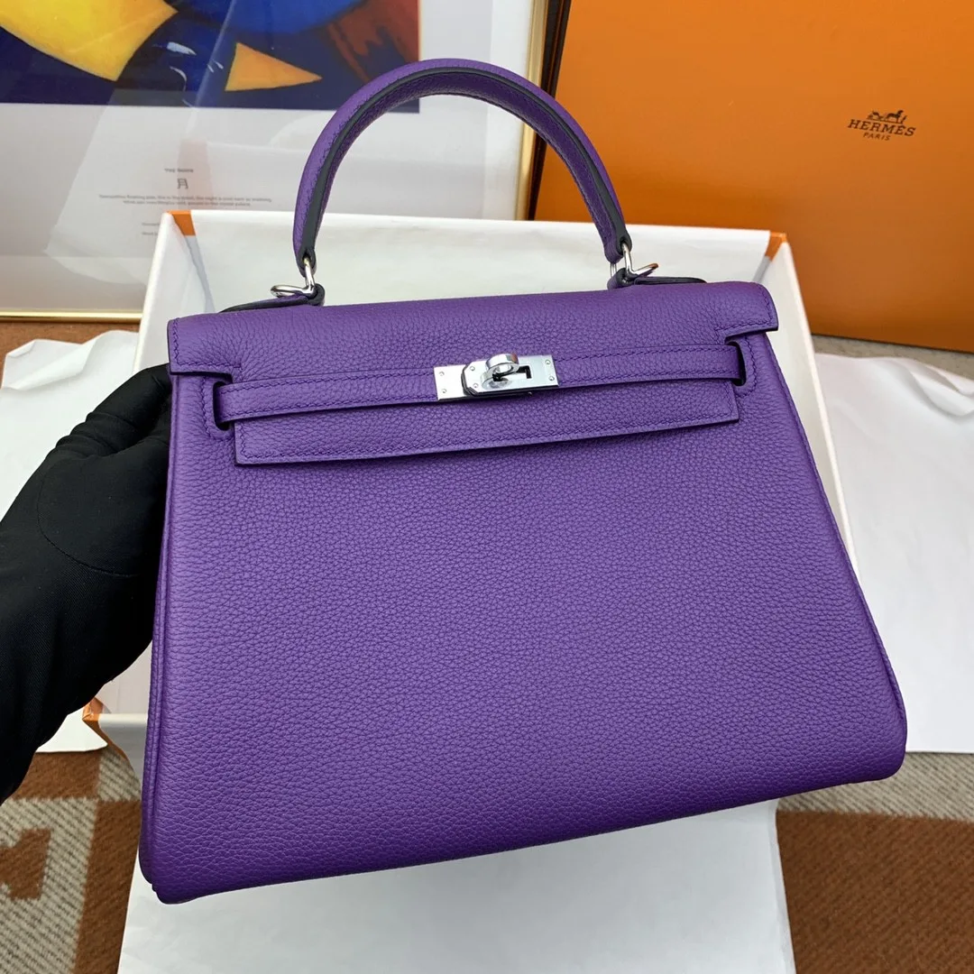 Hermes Kelly 25 Retourne Togo Purple Bag - Image 4