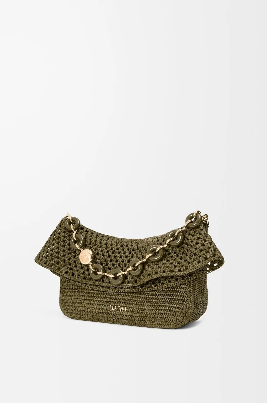 Alternative view of Loewe Medium Ola Bag In Raffia Dark Khaki / AP22P22X02