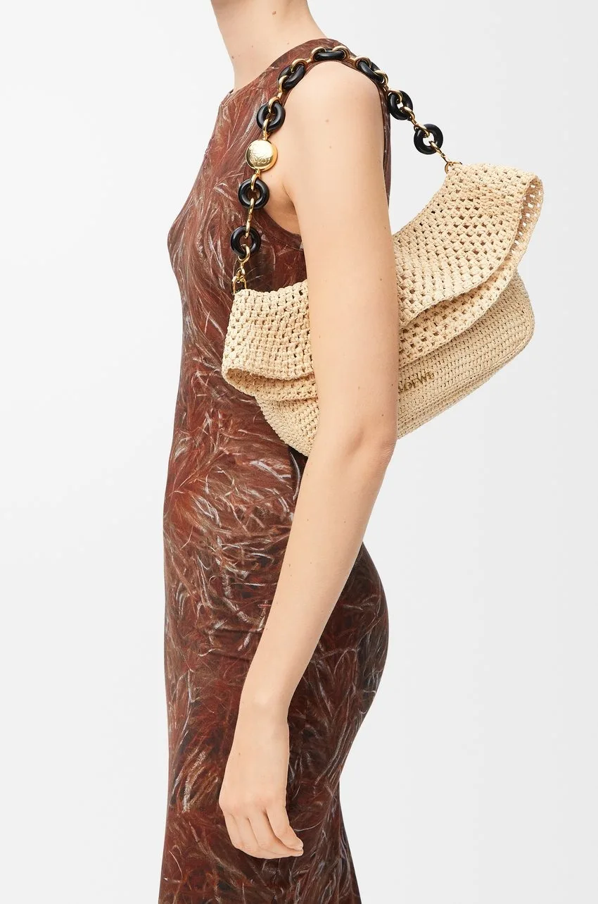 Loewe Ola Medium Shoulder Bag / Natural Raffia Gold Hardware 1AP22P22X05 - Image 3