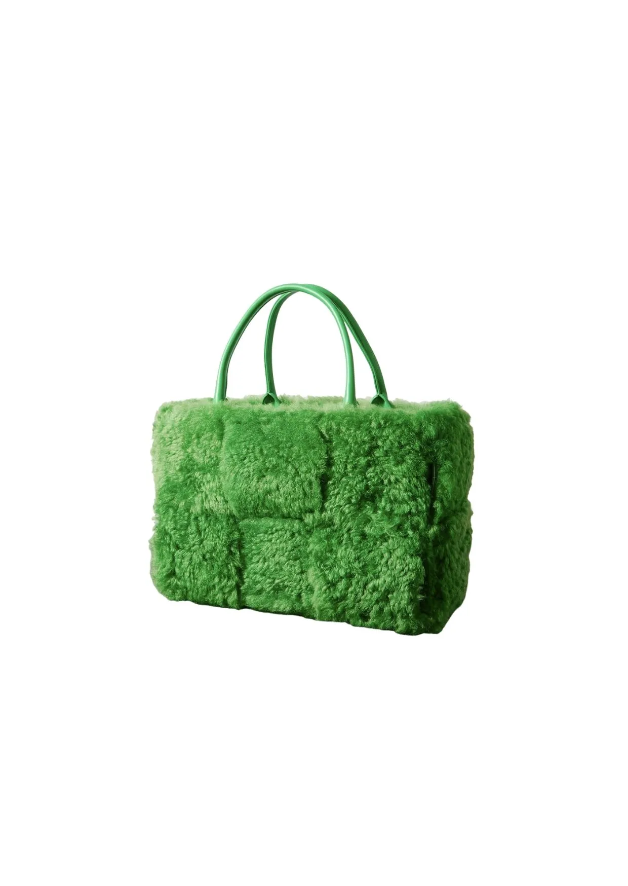 Alternative view of Arco Small Trimmed Intrecciato Shearling Tote Green