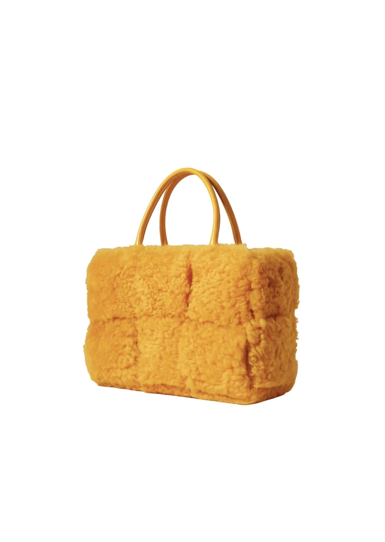 Arco Small Trimmed Intrecciato Shearling Tote Yellow - Image 3