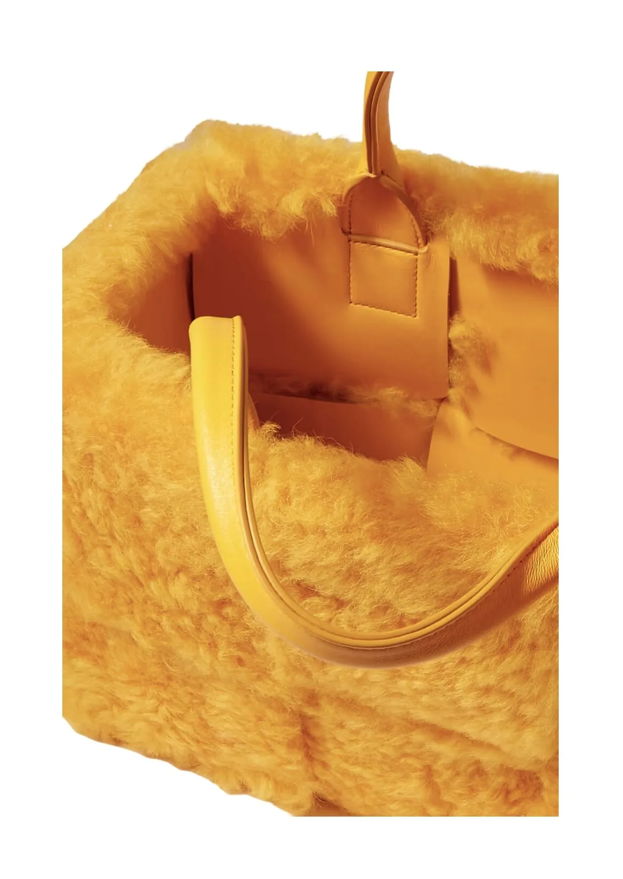 Alternative view of Arco Small Trimmed Intrecciato Shearling Tote Yellow