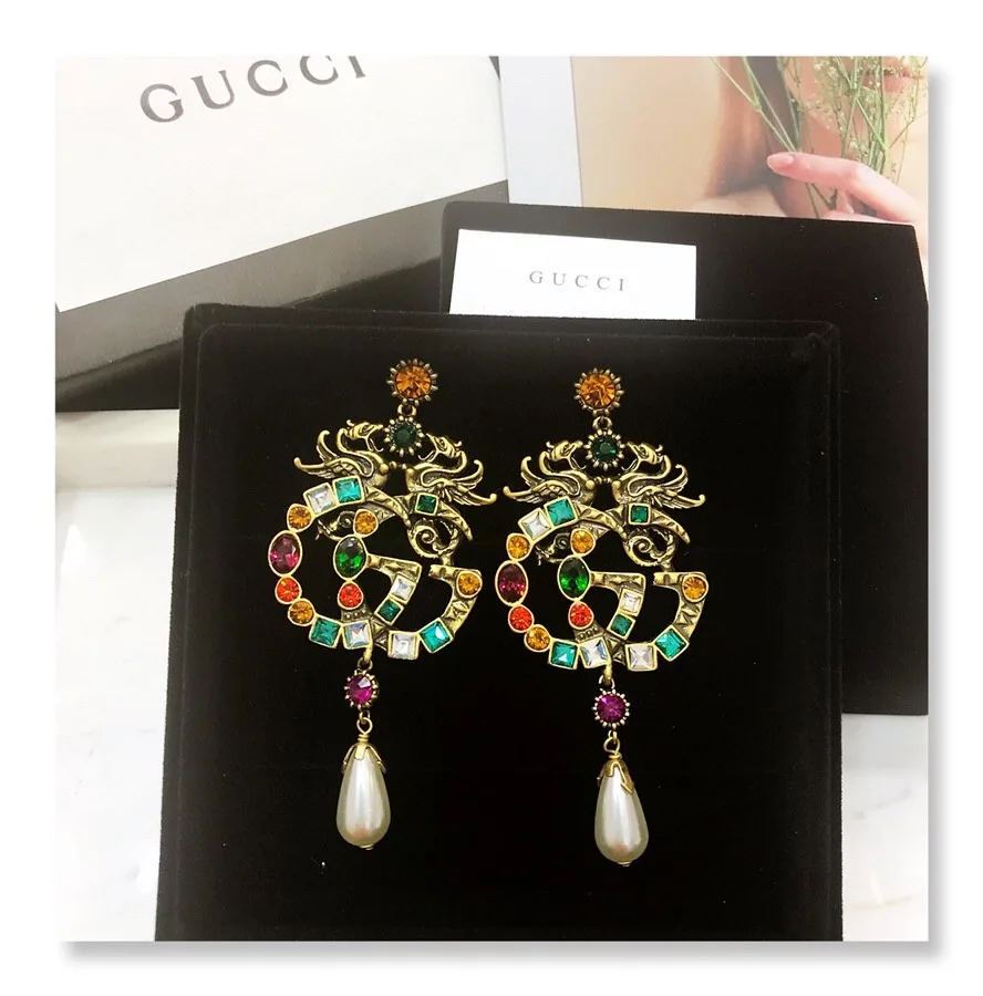Attach Sparkling Stone Multicolor Earrings Gold Tone - Image 7