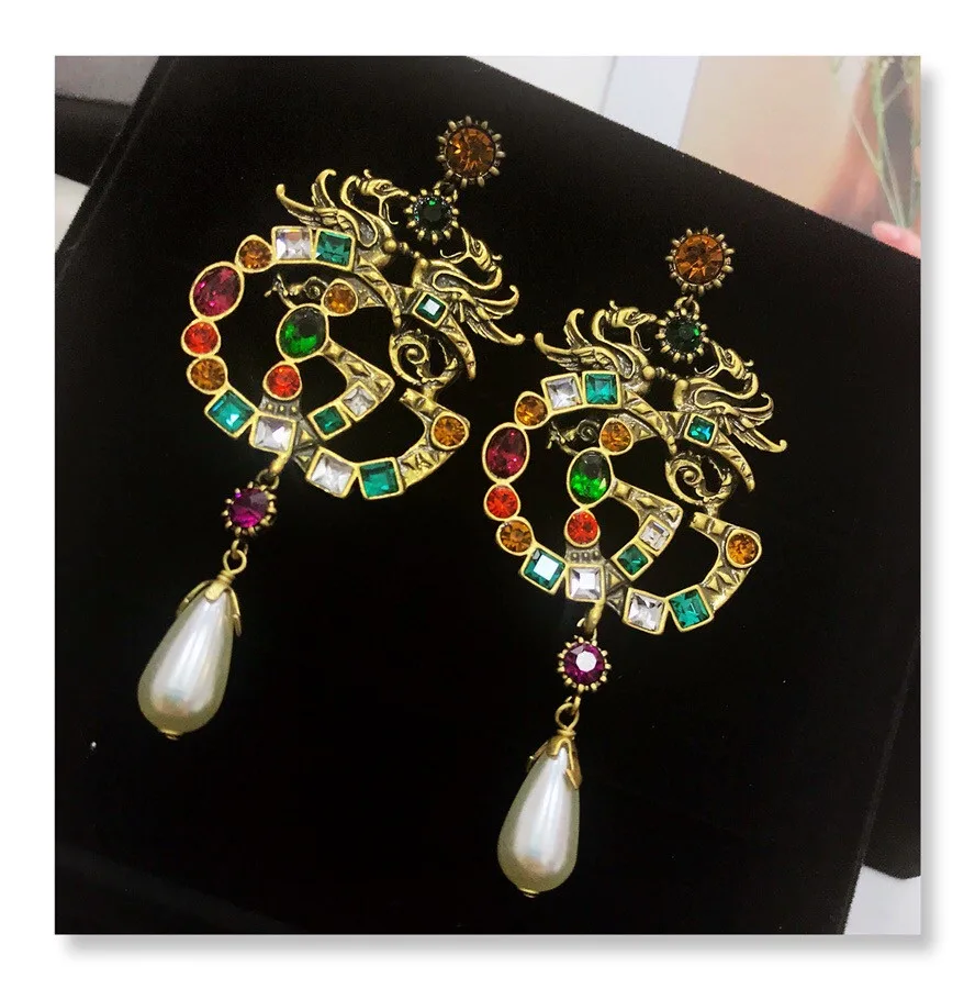 Gucci Attach Sparkling Stone Multicolor Earrings Gold Tone - Image 4