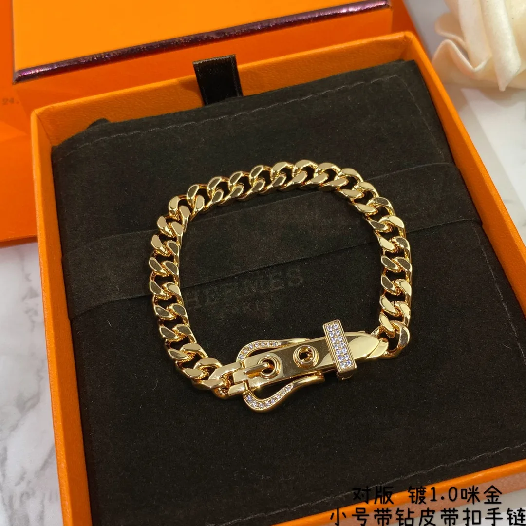 Alternative view of Hermes Gourmette Beaded Bracelet Gold