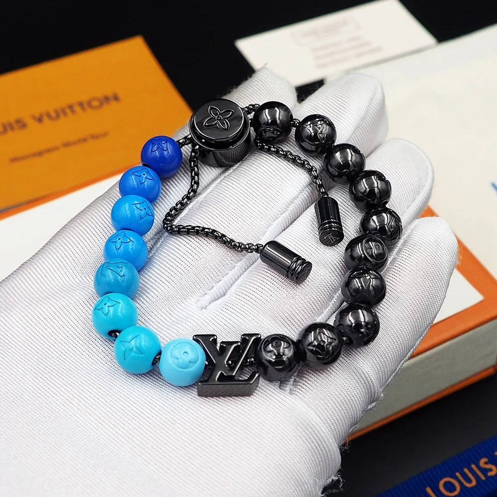 Louis Vuitton Beads Bracelet Blue/Black - Image 7