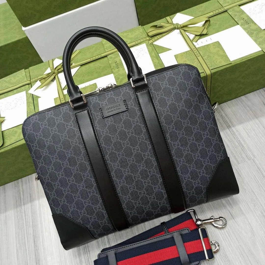 Gucci Black Briefcase GG Grey / - Image 9