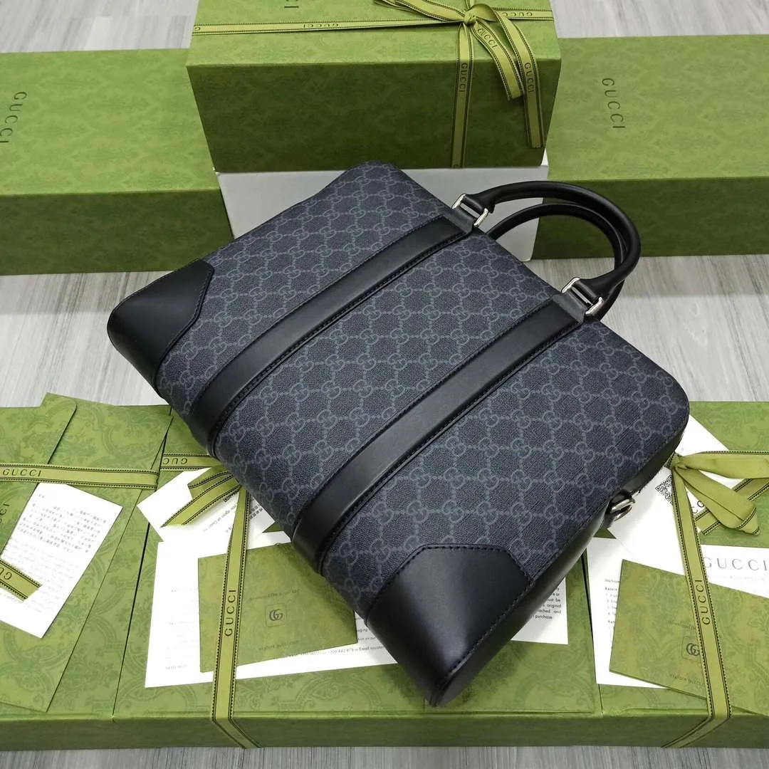 Gucci Black Briefcase GG Grey / - Image 6
