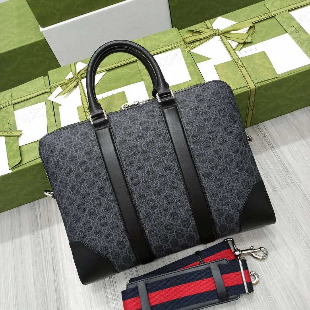 Gucci Black Briefcase GG Grey / - Image 3
