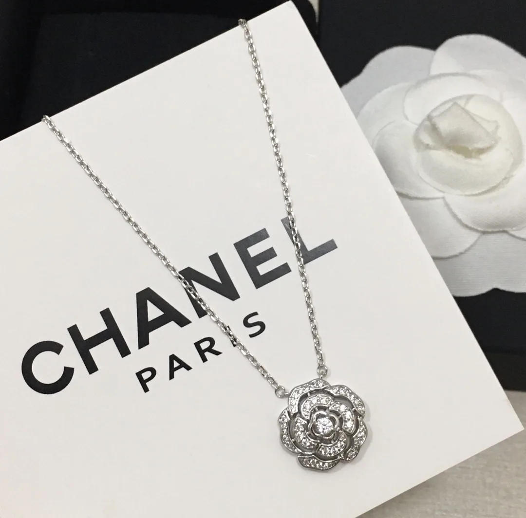 Chanel Bouton De Camélia Necklace Silver Tone - Image 5