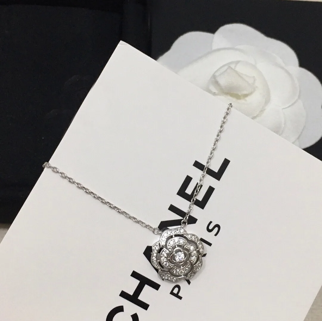 Chanel Bouton De Camélia Necklace Silver Tone - Image 3