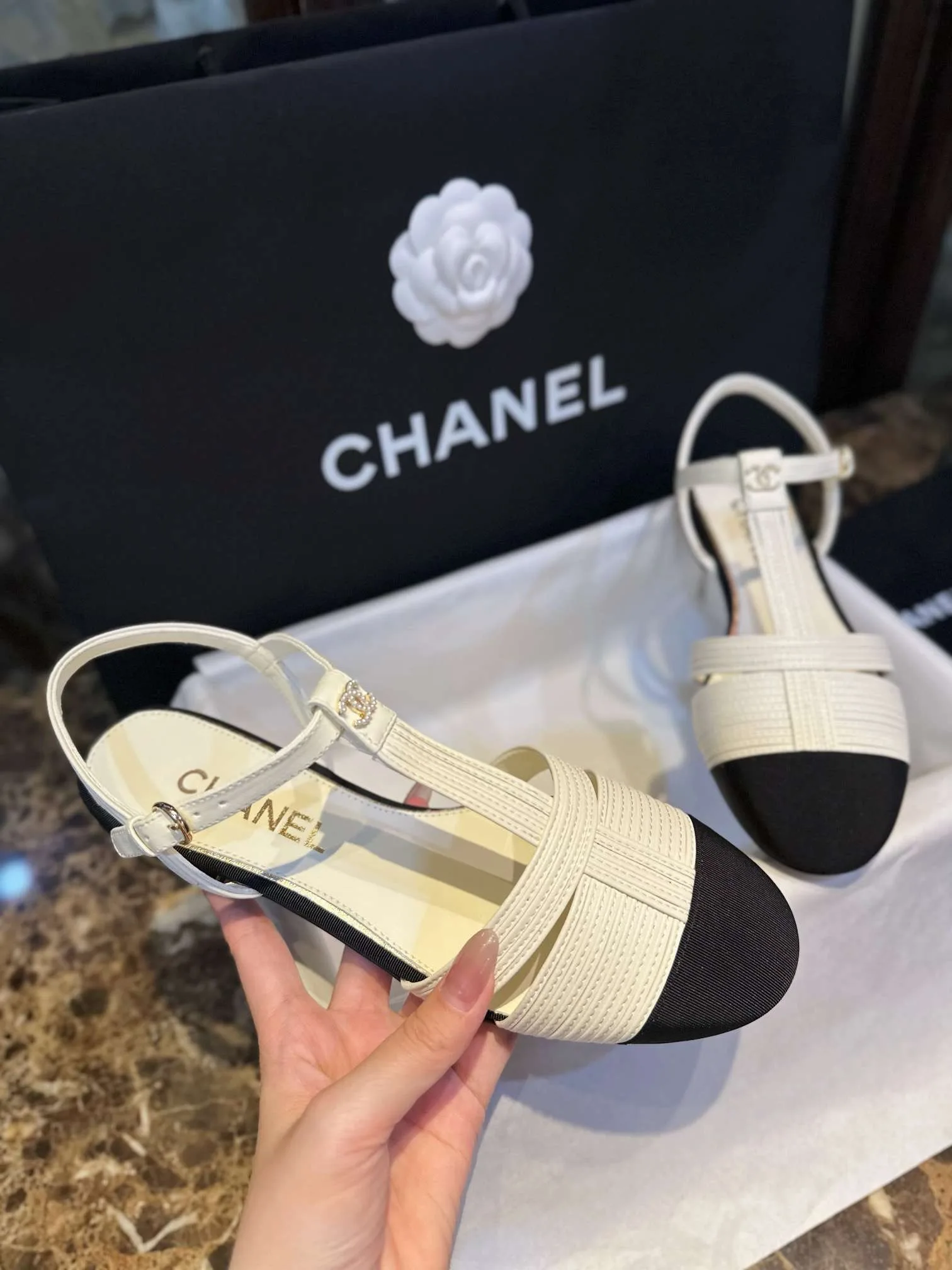Chanel Braided Flat Sandals White - Image 5